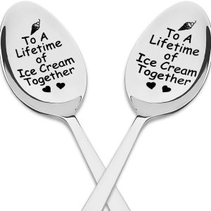 Wedding Engagement Gifts for Girlfriend Boyfriend Ice Cream Spoons Gift for Husband Wife Birthday Gift for Couples Anniversary Valentines Day Gifts for Ice Cream Lovers Gifts for Him Her