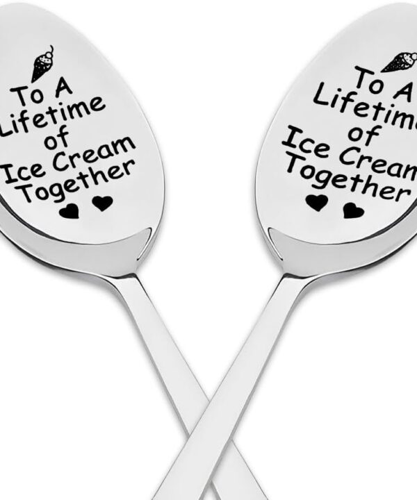 Wedding Engagement Gifts for Girlfriend Boyfriend Ice Cream Spoons Gift for Husband Wife Birthday Gift for Couples Anniversary Valentines Day Gifts for Ice Cream Lovers Gifts for Him Her