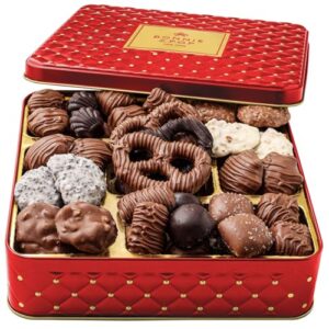 Chocolate Gift Basket – Gourmet Holiday Snack Gift Box Idea in Keepsake Tin – Men, Women, Corporate, Food Set- Bonnie and Pop