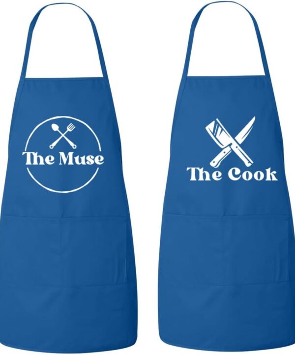 Matching Couples Aprons Set, The Muse, The Cook, Mr and Mrs, His and Hers Couples Apron Set, Wedding Gift (2 aprons)