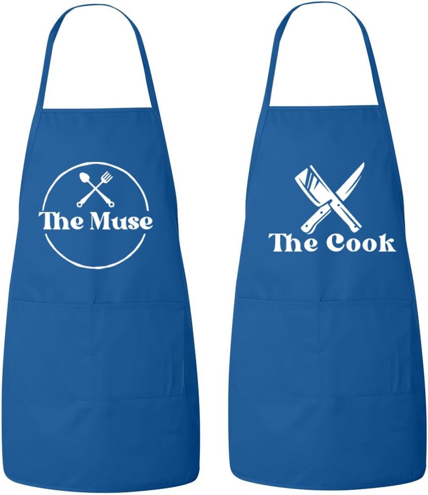 Matching Couples Aprons Set, The Muse, The Cook, Mr and Mrs, His and Hers Couples Apron Set, Wedding Gift (2 aprons)