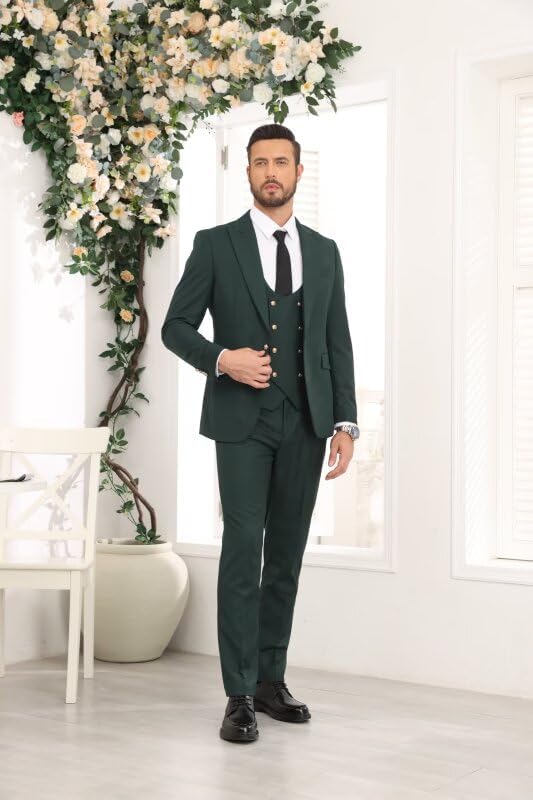 Wangyue Mens Suits 3 Piece Slim Fit Suits for Men Double Breasted Suit Men Business Wedding Prom Tuxedo Suit