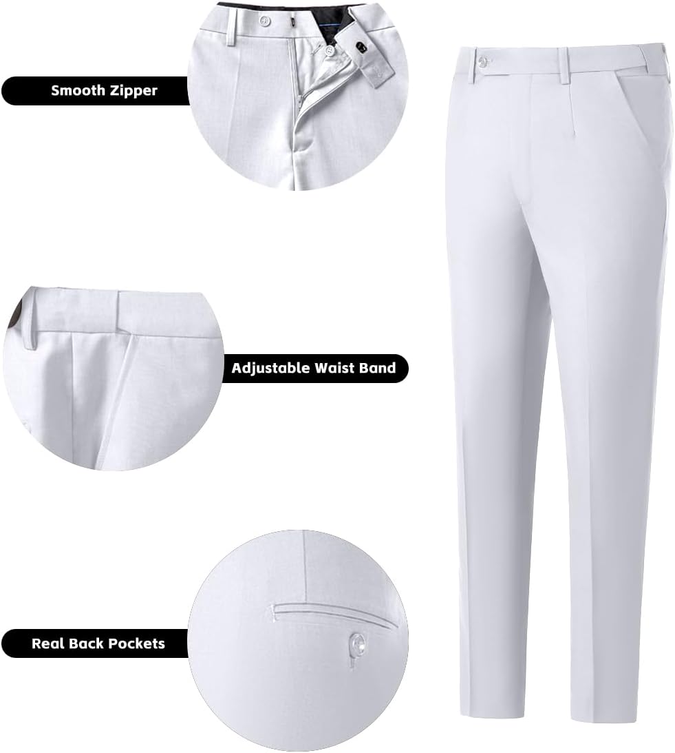 Mens 3 Piece Slim Fit Suit Set, Double Breasted Blazer Vest Pants Business Tuxedo Dress