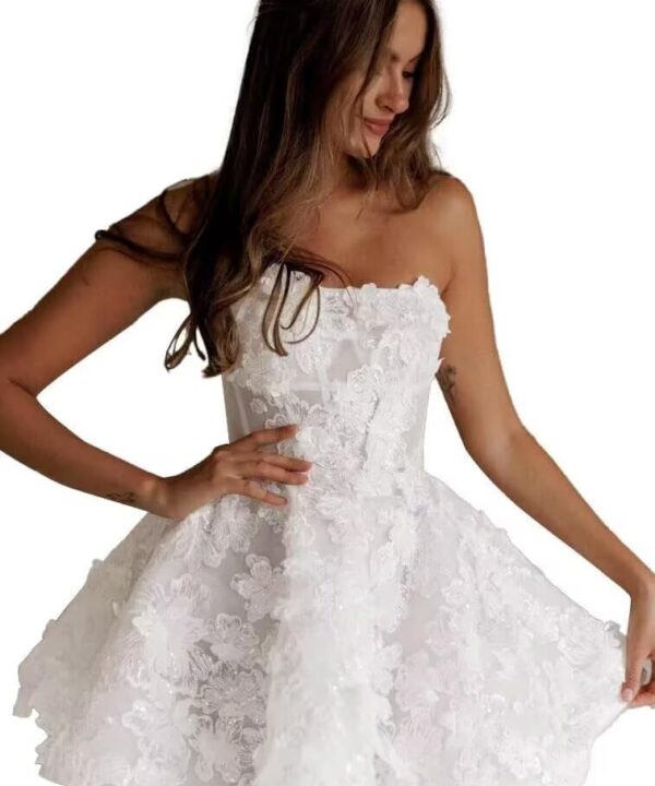 Wchecalino Short Wedding Dresses for Bride 2026 Simple Bridal Shower Dress Boho Mini Wedding Reception Gowns