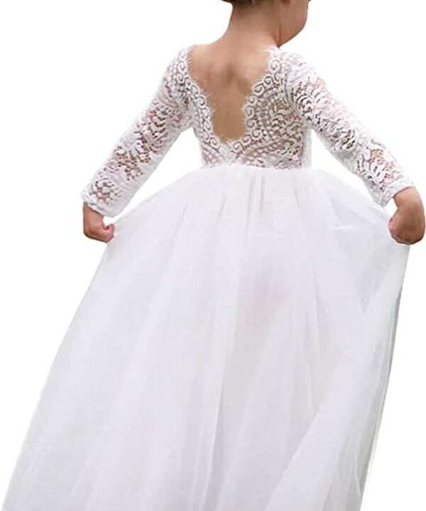 Topmaker Flower Girl Dress for Toddler Baby Girls,Lace Tulle Dress for Wedding,Birthday Party,Photoshoot,Special Occasion