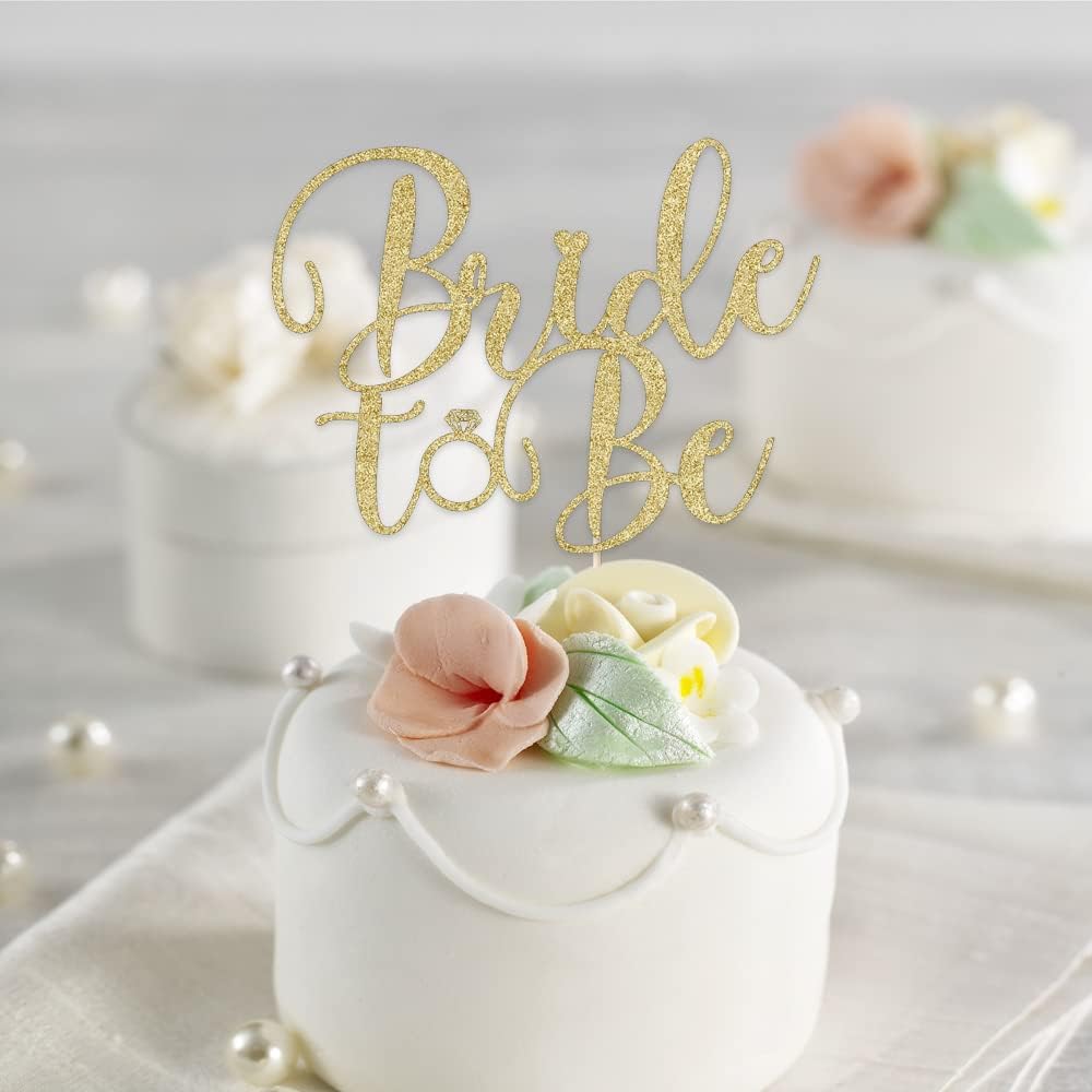Glitter Bride to Be Cake Topper – Bridal Shower Cake Topper,for Wedding Shower;Engagement;Bachelorette;Hen Party Decorations (golden)