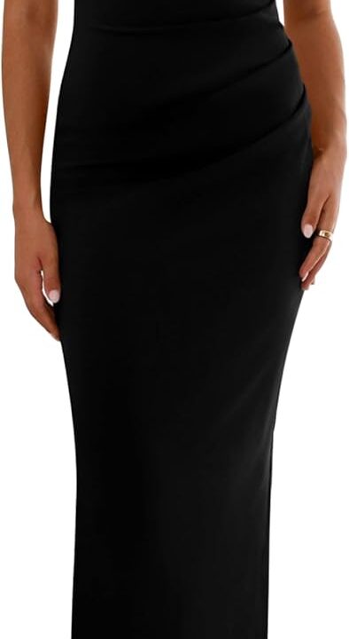 PRETTYGARDEN Women's 2026 Summer Formal Maxi Dresses Sleeveless One Shoulder Bodycon Ruched Mesh Wedding Guest Cocktail Dress