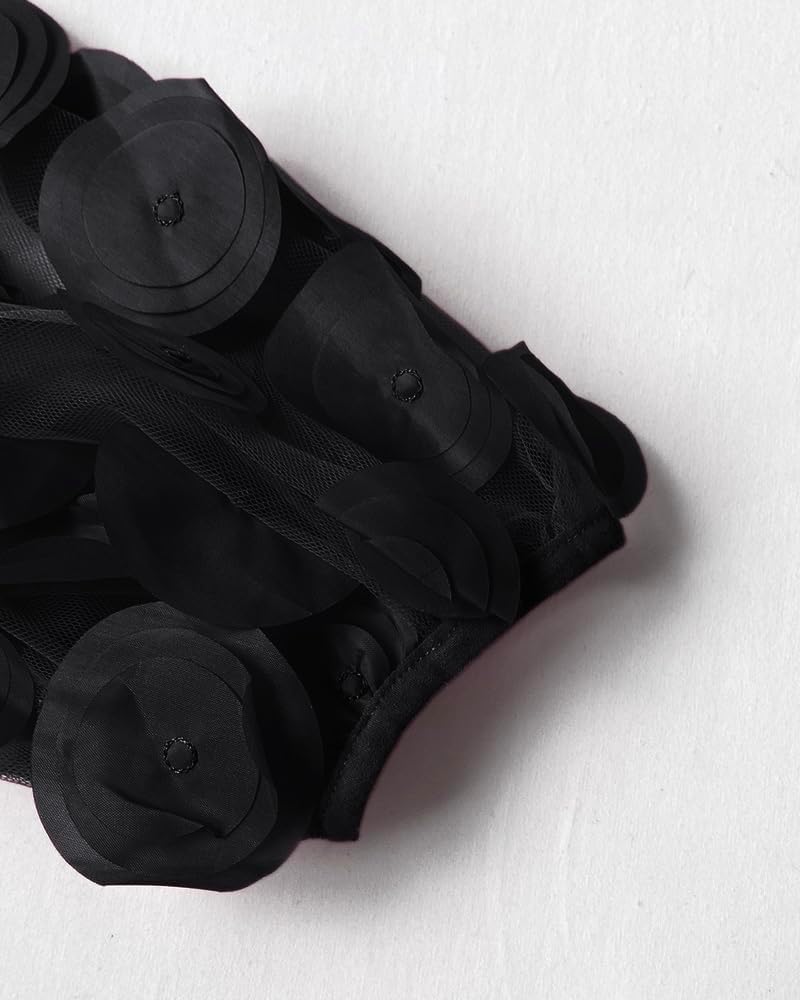 CHICME Bodycon Midi Dress for Women 2025 Mesh Puff Sleeve Slit Work Cocktail Wedding Dresses with Belt