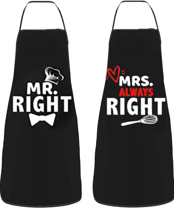 JOONOR Mr. and Mrs. Couples Aprons Her King and His Queen Couple Apron Set Waterpoof Kitchen Cooking Apron