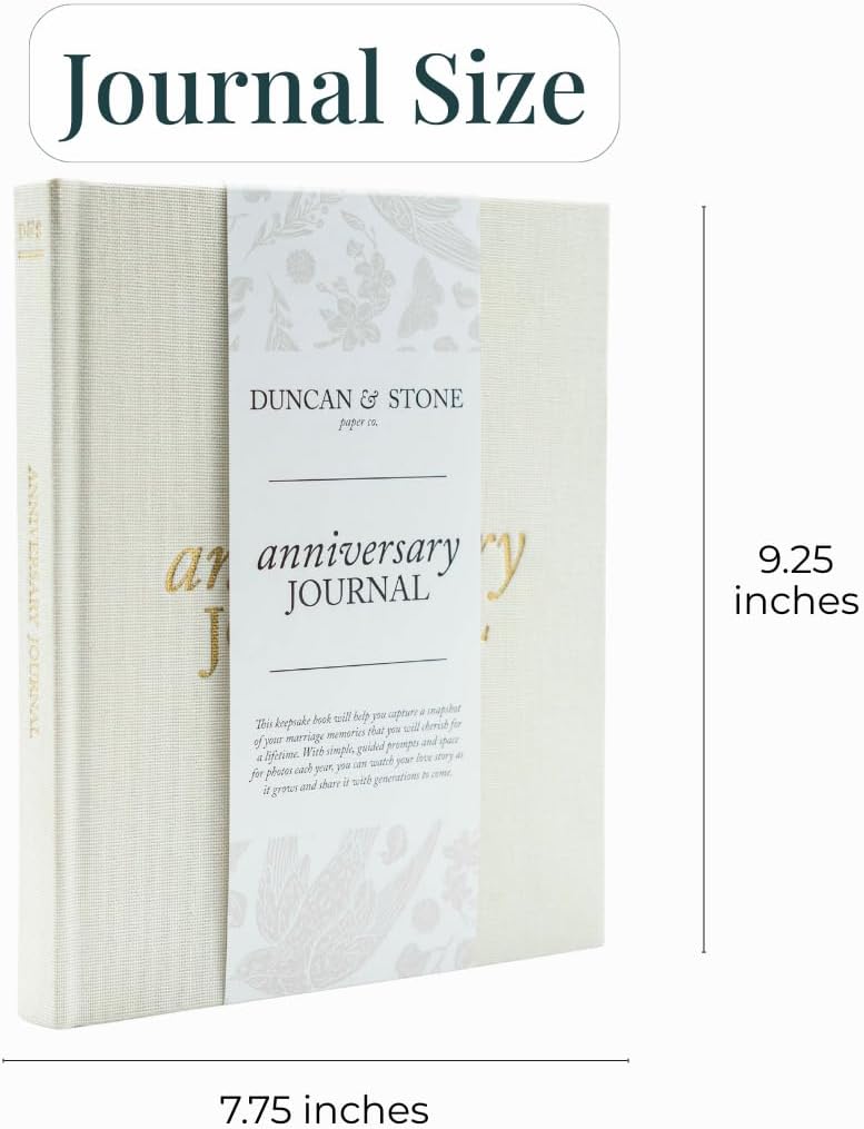 DUNCAN & STONE PAPER CO. Wedding Anniversary Journal – Anniversary Journal for Couple – Wedding Notebook & More – Wedding Memory Book to Capture Moments (Taupe,189 Pages)