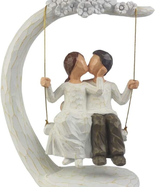 jinhuoba Romantic Wedding Couple Figurines, Hand Painted Loving Together Sculpture, Best Valentine Marriage Anniversary Weddings Engagement Gifts for Couple Wife Women Her