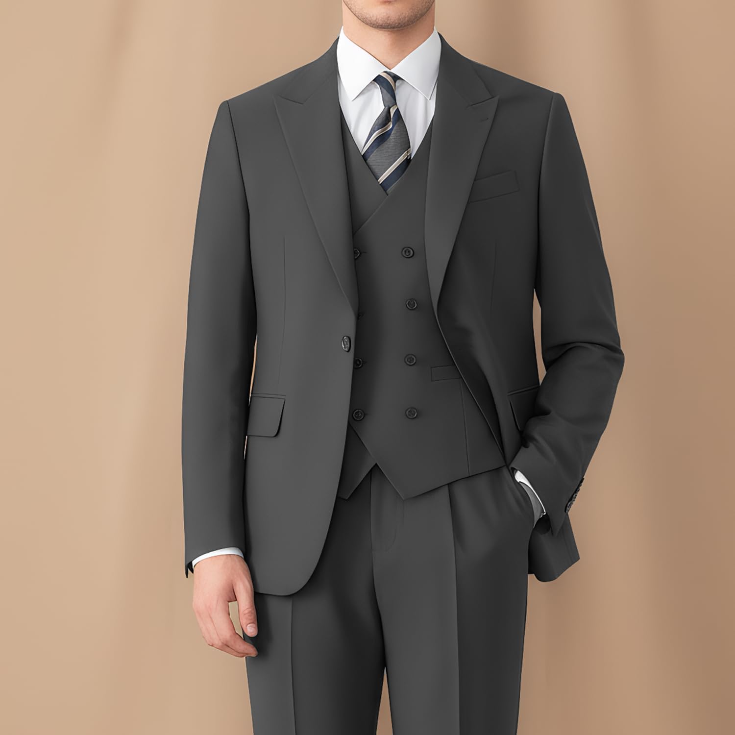 Suit for Men Wedding Slim Fit 3 Piece Set Blazer Jacket Vest Pants Tuxedo Suits for Groomsmen Business Prom Party Sport Coat