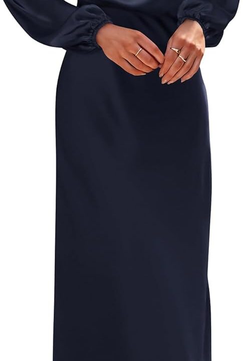 BTFBM Womens Mock Neck Satin Dress Summer Fall 2025 Long Sleeve Lightweight Formal Wedding Party Maxi Cocktail Dresses