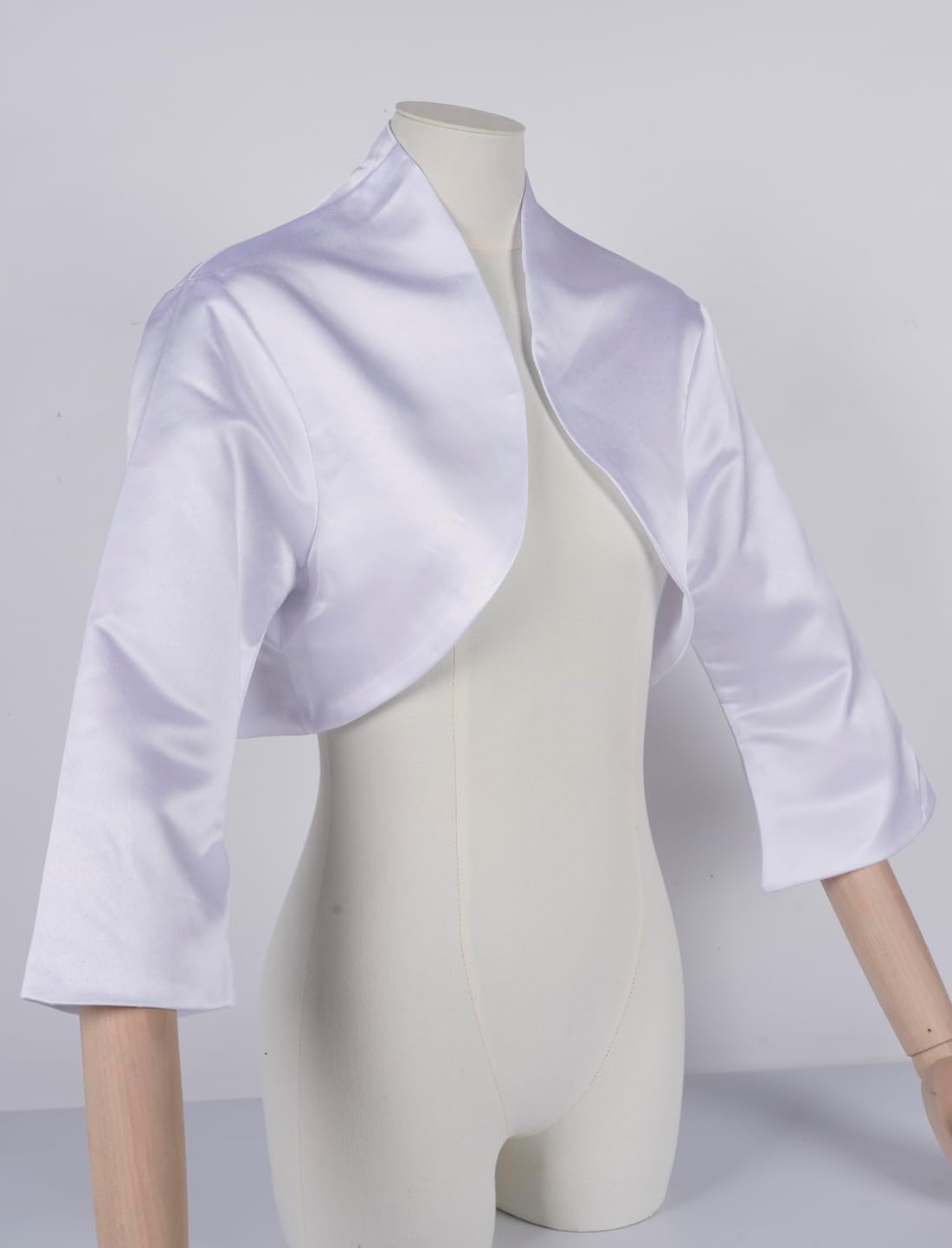 Fitted Wrap Bolero Style Bridal Wedding Satin with 3/4 Sleeve