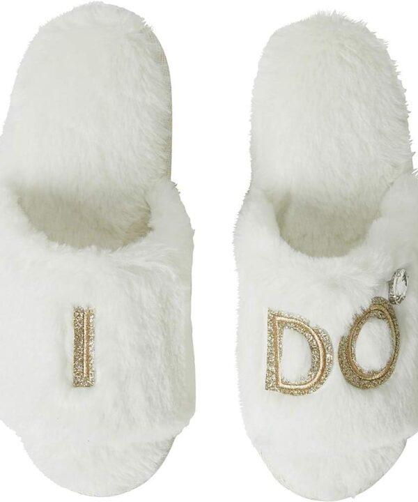Dearfoams Women's Bride and Bridesmaid Gifts I Do Crew Matching Bridal Slippers for Wedding and Bachelorette Party