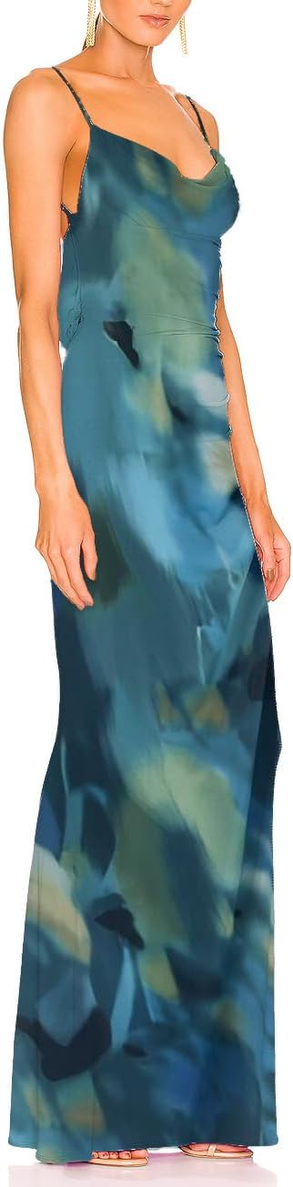 Capuffy Women Drape Neck Formal Maxi Dresses Lace Backless Cocktail Party Dress Spaghetti Straps Mermaid Evening Gown 221