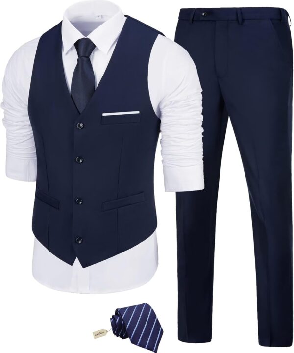 Men's Suit Slim Fit 2 Pieces Suits Set Grooms Tuxedos Business Wedding Prom Party Suit Vest and Pants