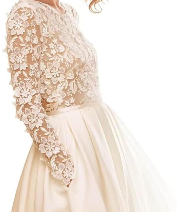 Boho Lace Applique Short Wedding Dresses for Bride Off Shoulder 3D Floral Bridal Gowns for Women