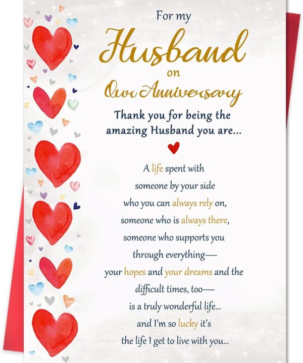 Romantic Anniversary Card for Husband, Funny Anniversary Card Gifts from Wife, Sweet Wedding Day Gifts for Husband