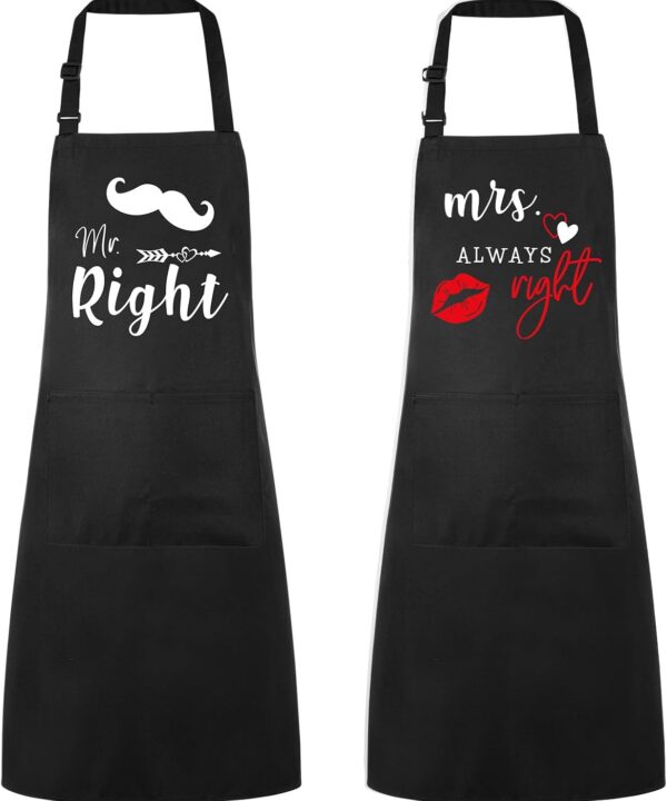 Funny Couple Aprons His and Hers Apron Adjustable Kitchen Apron Couple Gift for Engagement Wedding Valentines Day