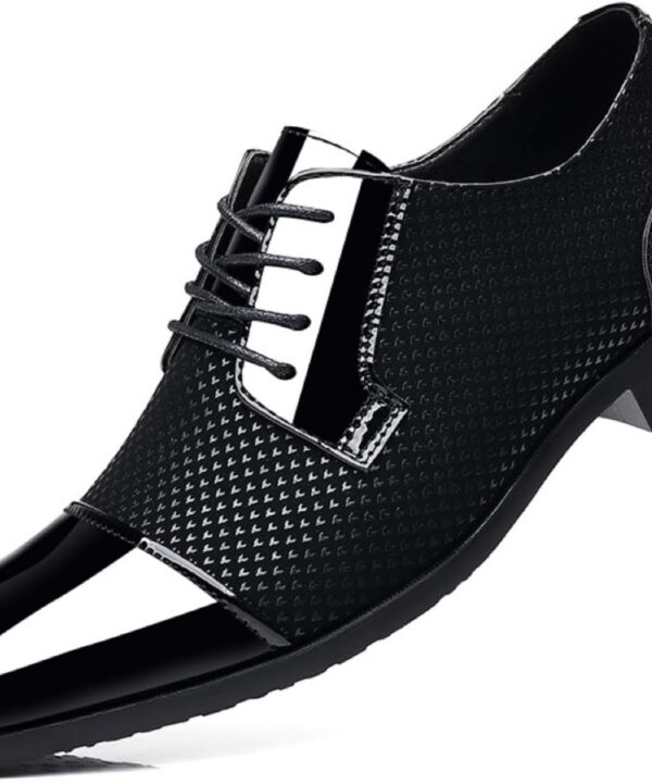 Men's Dress Shoes Patent Leather Oxfords Classic Lace-up Formal Tuxedo Shoes Business Wedding Derby Shoes Cap Toe Fashion