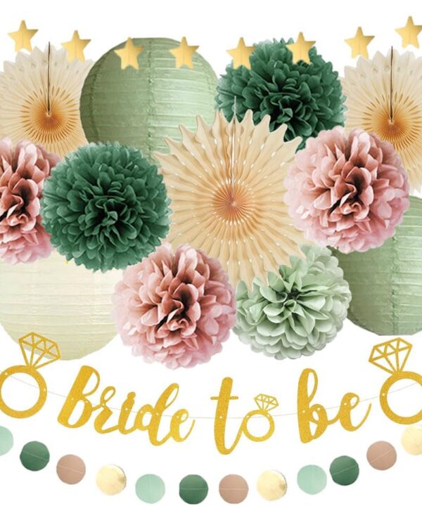 Dusty Pink and Sage Green Bridal Shower Decorations Olive Green and Pink Bachelorette Party Decorations Sage Green and Dusty Rose Bride to Be Banner Gold Kit for Women Engagement Party Blush Rose