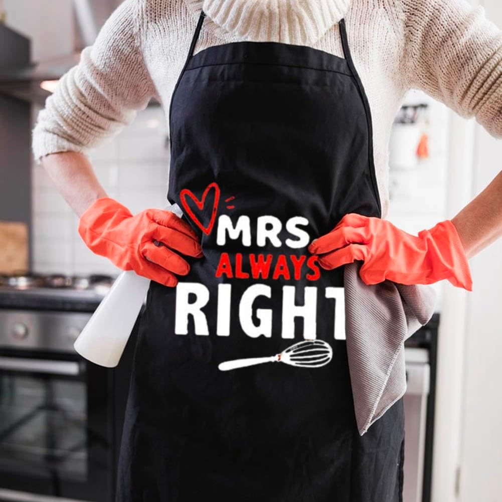 JOONOR Mr. and Mrs. Couples Aprons Her King and His Queen Couple Apron Set Waterpoof Kitchen Cooking Apron