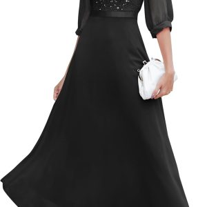 Wedtrend Women's Sequin Dresses Sparkly Glitter Dress Split Sleeves Formal Dresses Maxi Evening Dress