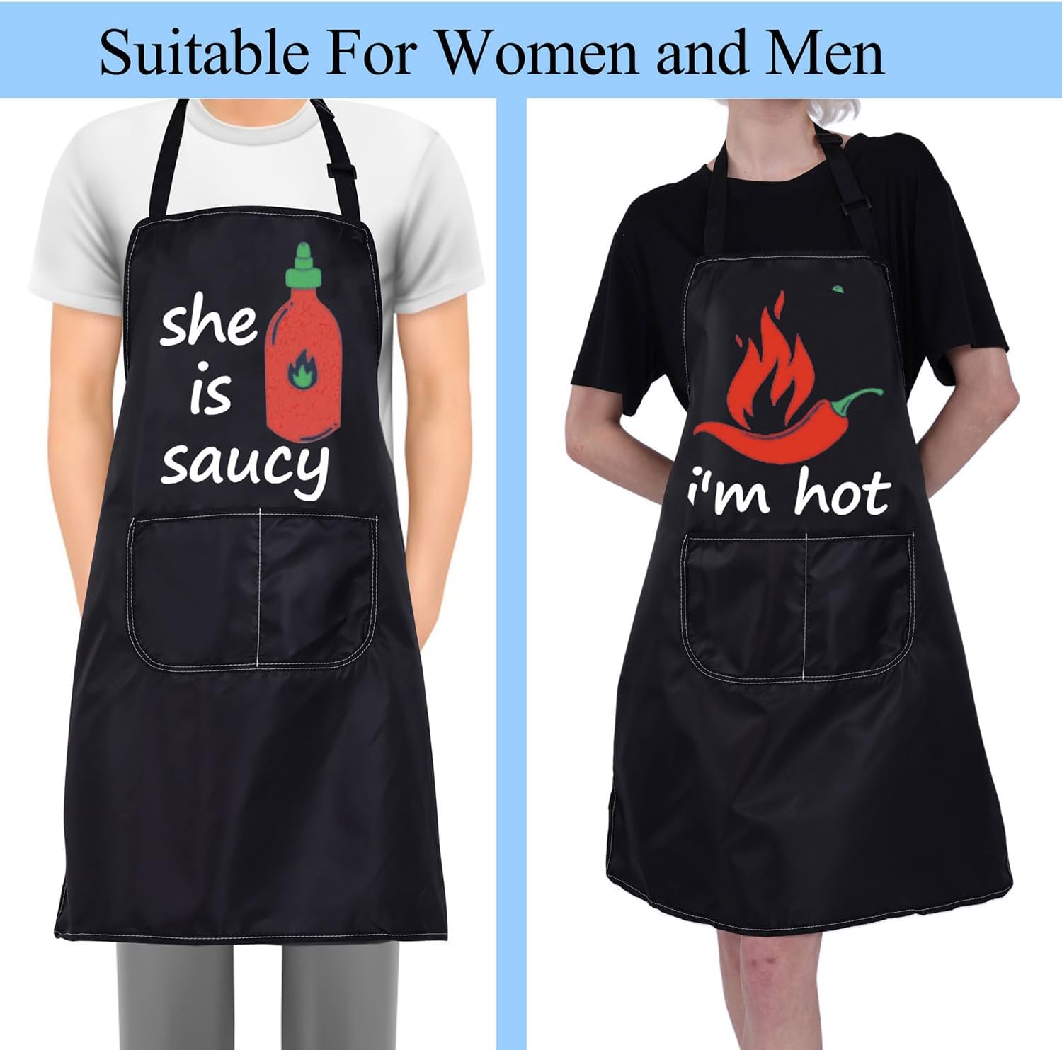 BNQL Mr And Mrs Apron Set Matching Couples Aprons Set Im Hot She Is Saucy Apron His And Hers Gifts Bbq Cooking Wedding Aprons