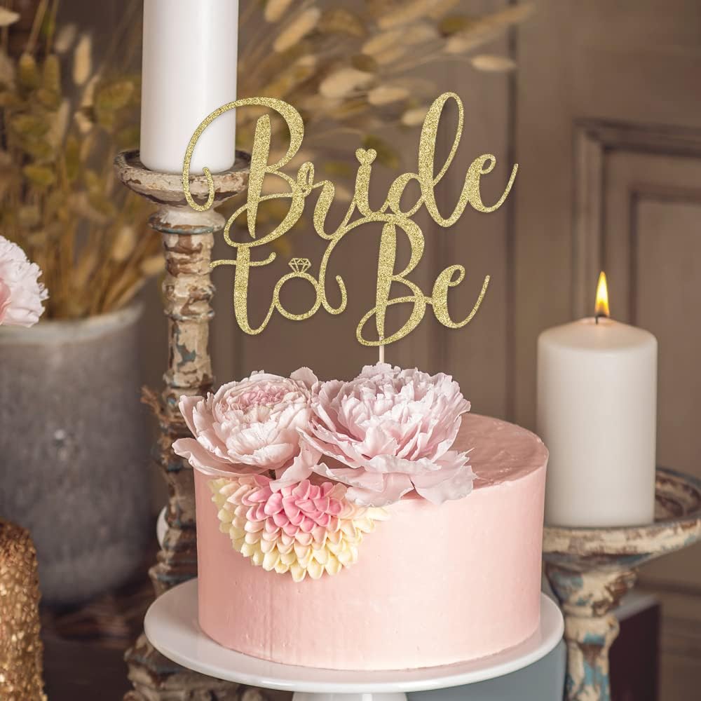 Glitter Bride to Be Cake Topper – Bridal Shower Cake Topper,for Wedding Shower;Engagement;Bachelorette;Hen Party Decorations (golden)