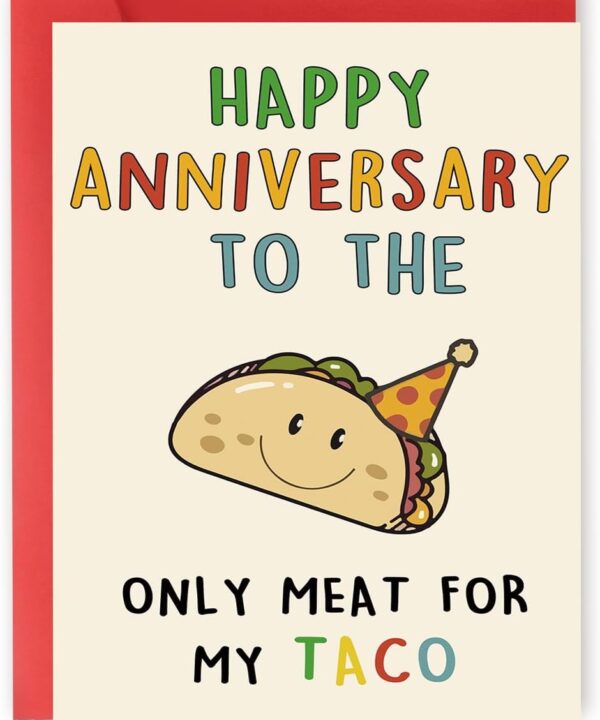 OJsensai Cute Anniversary Taco Gifts for Men Him, Cool Aday Card for Husband Boyfriend Fiance, Happy Wedding Anniversary from Wife Girlfriend Fiancee