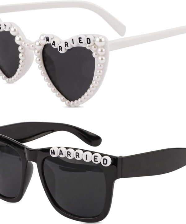 Just Married Decorations Bride And Groom Sunglasses for Just Married Wedding Party Decorations Wedding Sunglasses Accessories White And Black