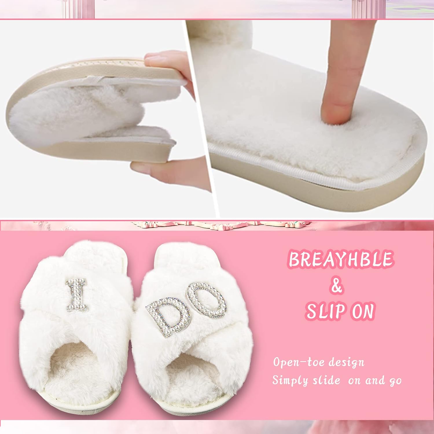 Bride To Be Gift Set Bride Makeup Bag I Do Bride Slippers Bride Robe Bride Hair Clip Bride Gifts Wedding Gifts (Slippers+Makeup Bag+Clip)
