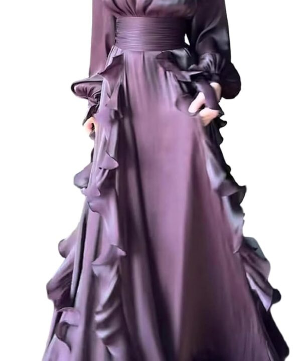 Molisry Women's Fall Ruffle Maxi Dress High Neck Smocked Tie Up Boho Fringe Tassel Flowy Long Wedding Dress 2025