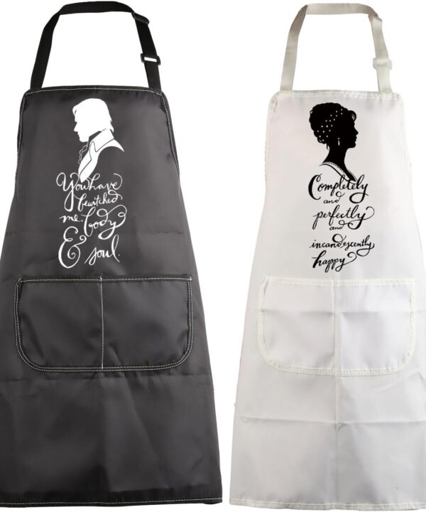 MBMSO Pride Prejudice Gift Darcy and Elizabeth Couples Kitchen Aprons Matching Wedding Gift for His Hers Aprons Mr Mrs Aprons