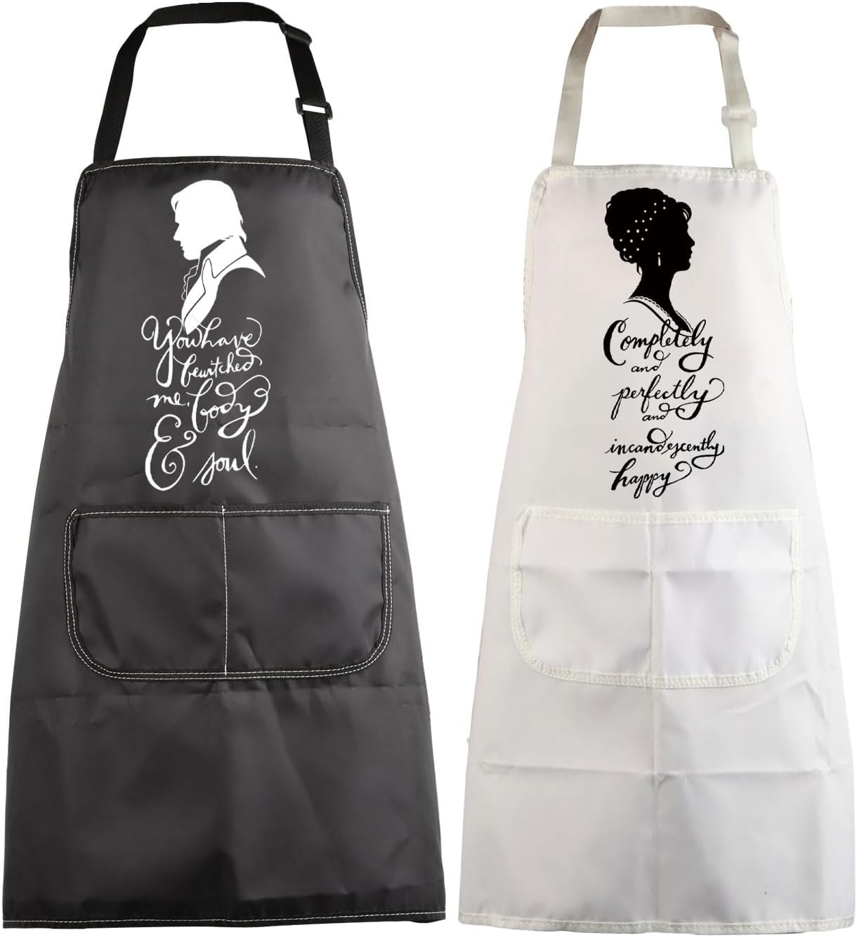 MBMSO Pride Prejudice Gift Darcy and Elizabeth Couples Kitchen Aprons Matching Wedding Gift for His Hers Aprons Mr Mrs Aprons
