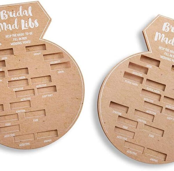 Kate Aspen 28441NA Bridal Shower Games, Ring Shaped Mad Libs Cards (Set of 50) Wedding Shower Game, Engagement Party, Bachelorette Party Game, Kraft, White