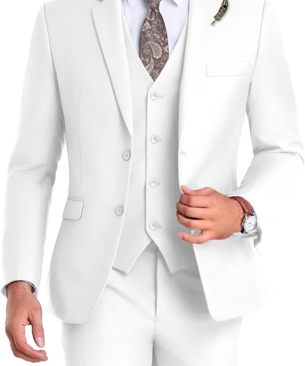 High-End Suits Men Suit Groomsmen Suit Orange Slim Fit 3 Pieces Suit for Men Notched Lapel Jacket Vest Pants