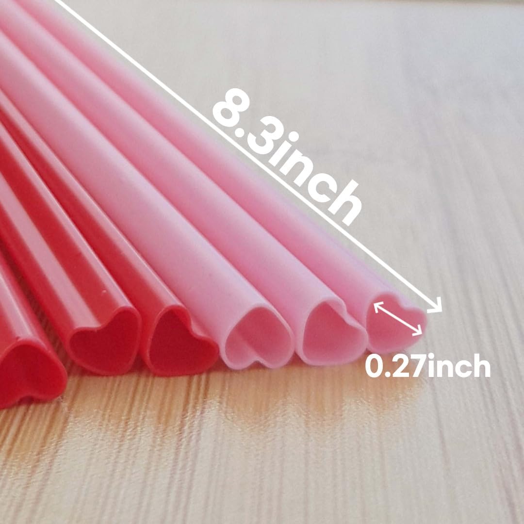 100pcs Heart Shaped Pink Straws Disposable Drinking Cute Straw Individually Wrapped Pink Plastic Straw Galentines Day, Cocktail, Birthday Party, Bridal Shower, Wedding Decorations
