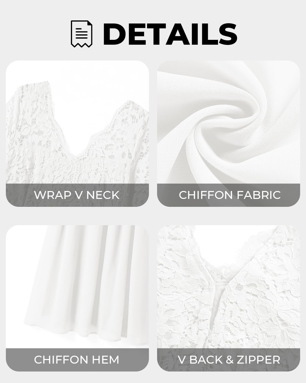 Plus Size Formal Wedding Dresses – Gowns Evening Prom Elegant V Neck Long Sleeve Lace Chiffon Long Maxi Dress