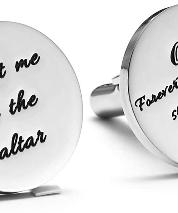 Melix Home Stainless Steel CuffLinks for Men Groom Meet Me at The Altar Wedding Gifts Cuff Links