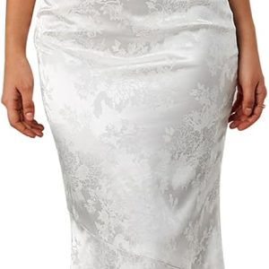 GLNEGE Women's Satin Bodycon Maxi Dress Elegant Formal Spaghetti Strap Cowl Neck Evening Party Dresses