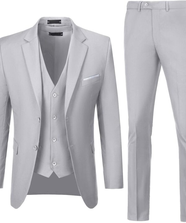 Men Suits 3 Pieces Set Slim Fit Wedding Suit Groomsmen Prom Suit Tuxedo Business Formal Casual Groom Suit Jacket Blazer Pants