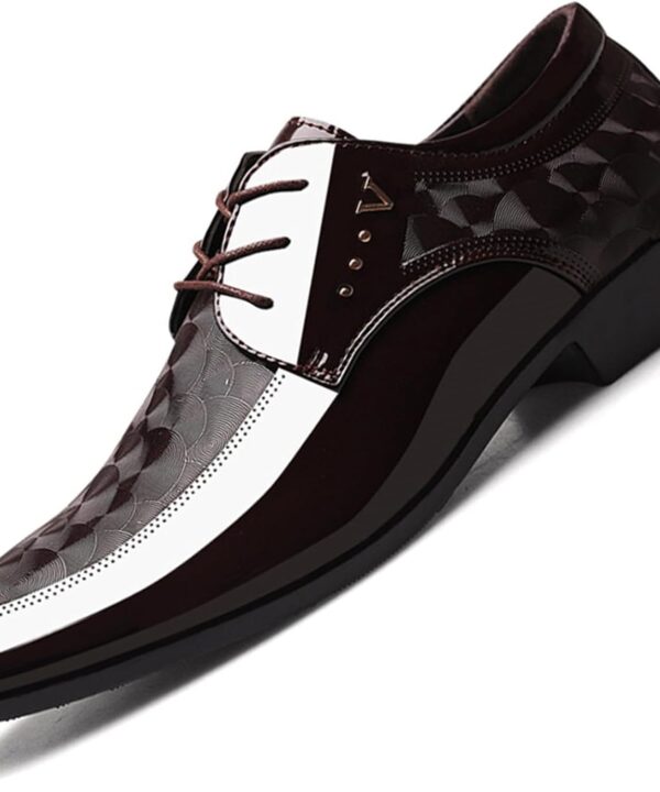 Men's Vintage Elegant Patent Leather Dress Shoes Lace-up Formal Business Oxfords Wedding Prom