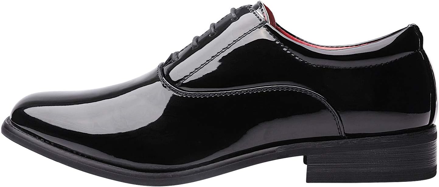 Bruno Marc Mens Faux Patent Leather Tuxedo Derby Dress Shoes Classic Lace-up Formal Oxford