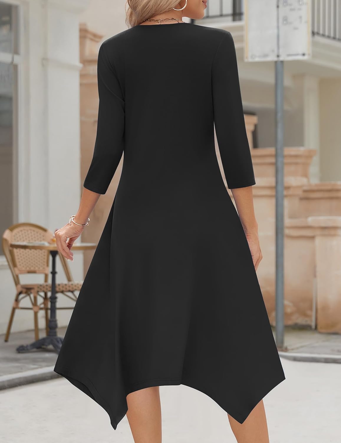 Zeagoo Womens Midi Dresses 3/4 Sleeve Casual Dresses with Pockets 2025 Winter Dress A Line Loose Swing Tshirt Dress