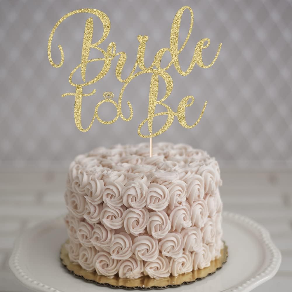 Glitter Bride to Be Cake Topper – Bridal Shower Cake Topper,for Wedding Shower;Engagement;Bachelorette;Hen Party Decorations (golden)