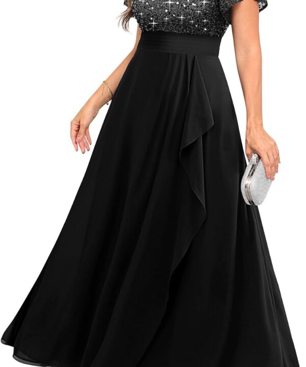 Pinup Fashion Women Plus Size Formal Dresses - Sequin Evening Gowns Wedding Guest Prom Long Dress