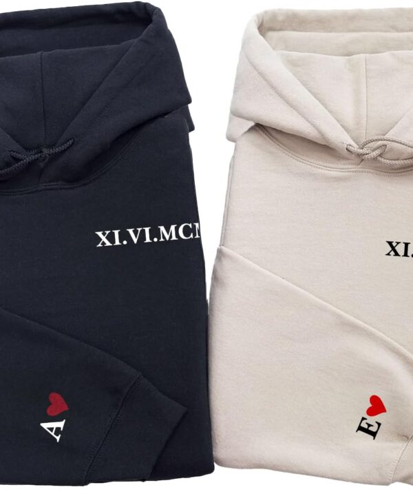 Personalized Roman Numeral Sweatshirt, Custom Matching Hoodies for Couples, Couple's Sweatshirt, Matching Shirts, Anniversary, Engagement, Valentine's Day Gifts for Men and Women