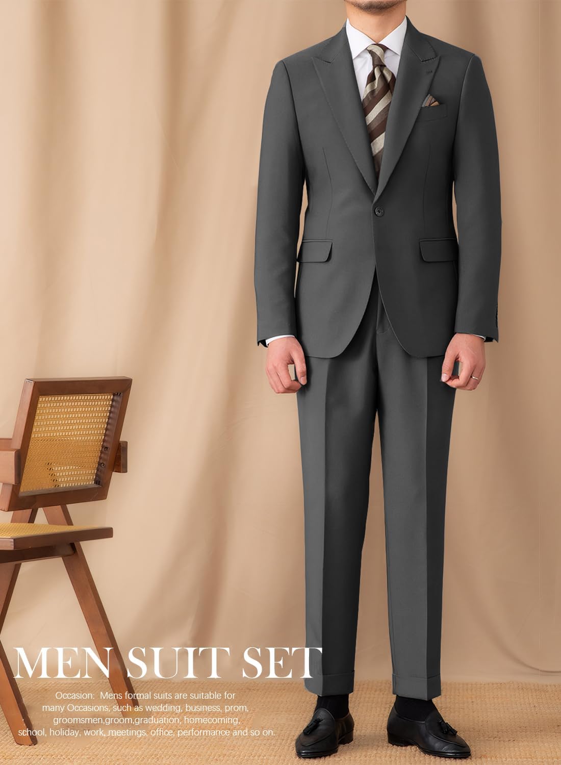 Suit for Men Wedding Slim Fit 3 Piece Set Blazer Jacket Vest Pants Tuxedo Suits for Groomsmen Business Prom Party Sport Coat